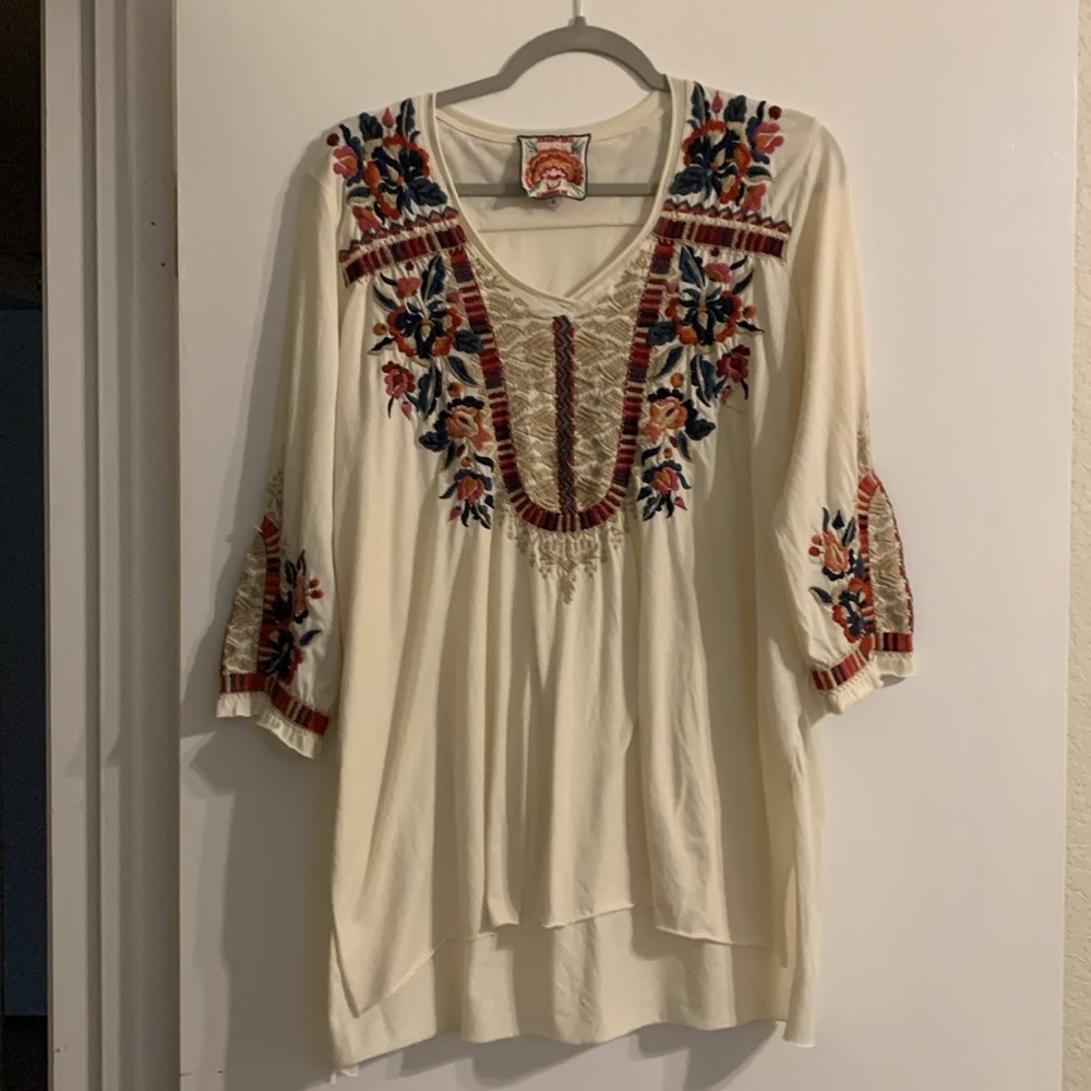 Johnny Was, Claude 3/4 Knit Drape Top Large